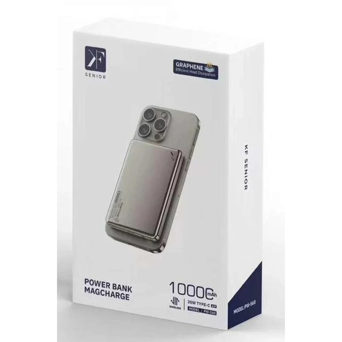 PW560 10.000 mAh Dijital Göstergeli 20W Type-C ve 15W Kablosuz Şarj PD Hızlı Şarj Magsafe Powerbank - Titanyum görsel 2
