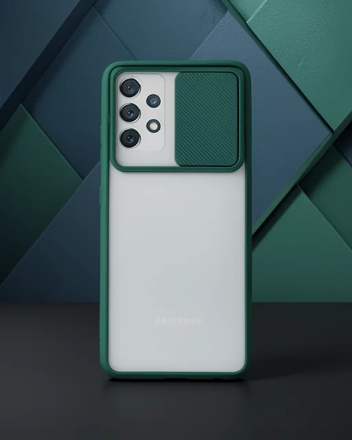 Samsung Galaxy A72 Kılıf Palm Buzlu Kamera Sürgülü Silikon - Yeşil