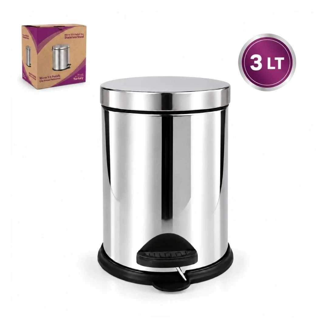 3 L Metal Pedallı Çöp Kovası görsel 2