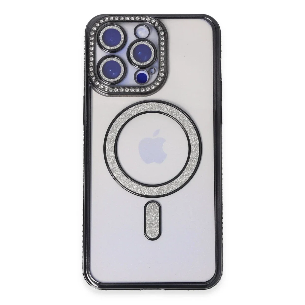 Apple iPhone 14 Pro Kılıf Joke Simli Magneticsafe Kılıf - Siyah