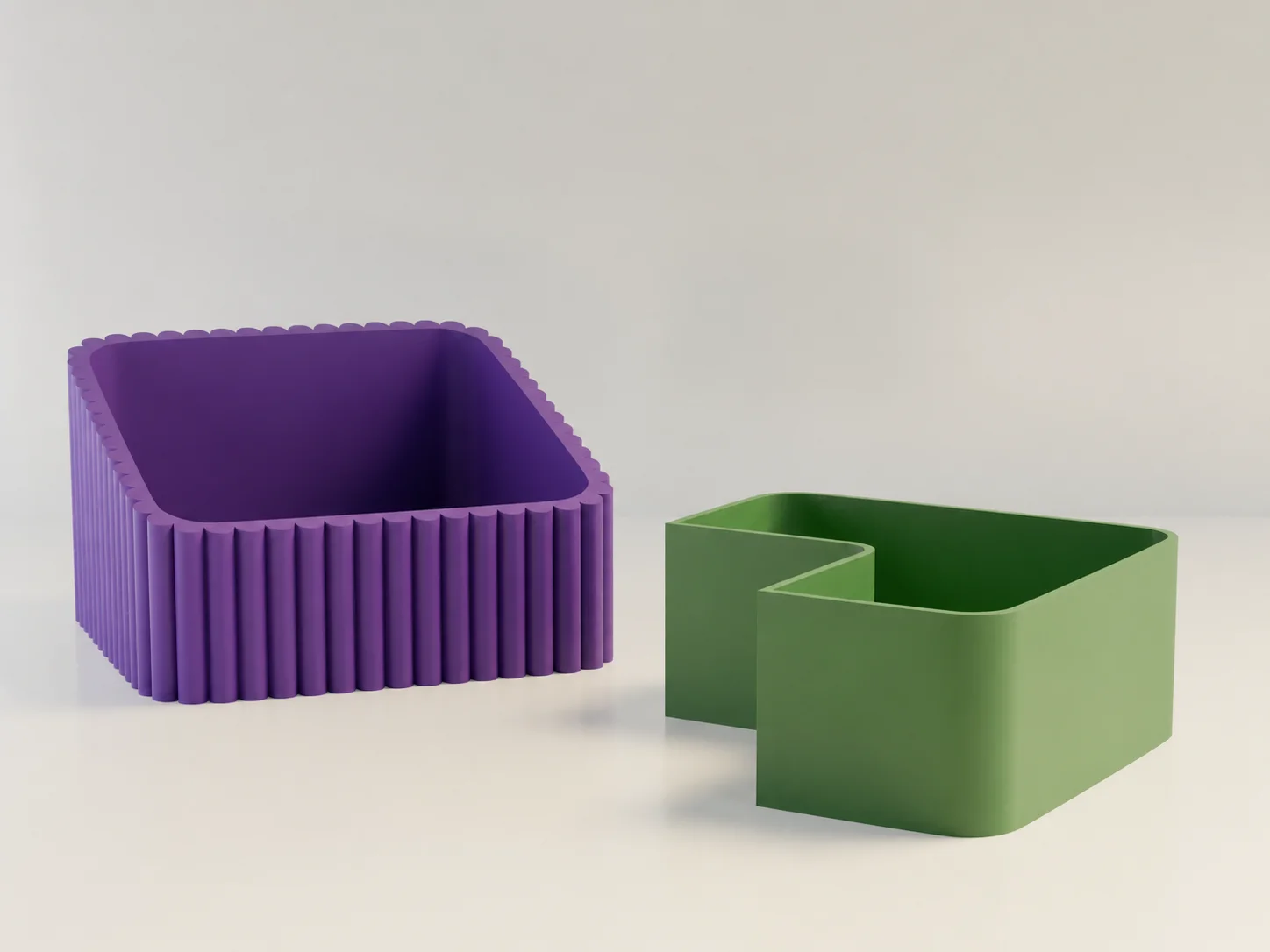 3D Baskı Fıstık Kasesi - Çift Hazneli Kabuk Ayırıcı Sunum Kasesi - Mor Yeşil görsel 2