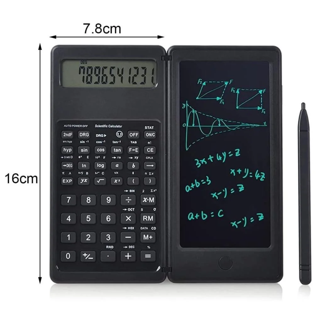 Silinebilir LCD Yazı Tabletli,Kalemli Katlanabilir Bilimsel Hesap Makinesi görsel 4