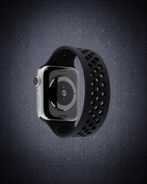 Apple Watch 42mm Ayarlı Delikli Silikon Kordon - Siyah-siyah