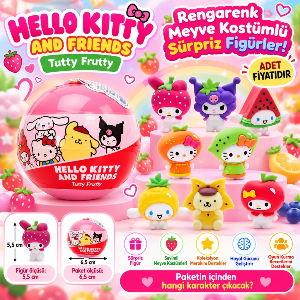 20541 3D FİGÜR H KITTY AND FRIENDS TUTTY FRUTTY SÜRPRİZ PAKET (adet fiyatıdır)