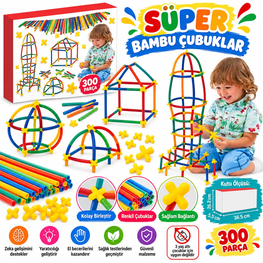 03462 Süper Bambu Çubuklar - 300 Parça / +3 yaş
