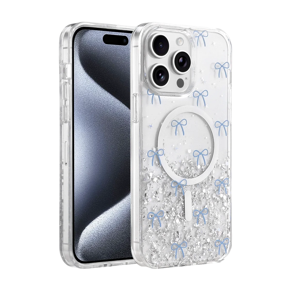 Onegif Apple İphone 15 Pro Max sk Simli Magsafe Kapak - Desen 3