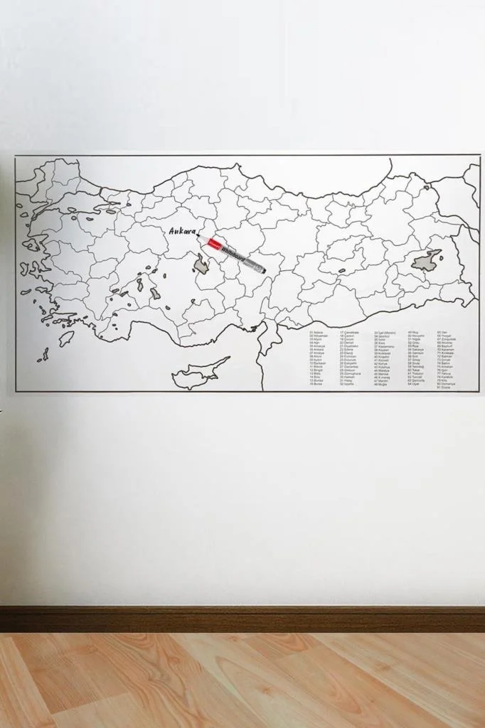 Yazılabilir Türkiye Haritası Manyetik Duvar Stickerı 110 x 56 cm (adet fiyatıdır) görsel 4