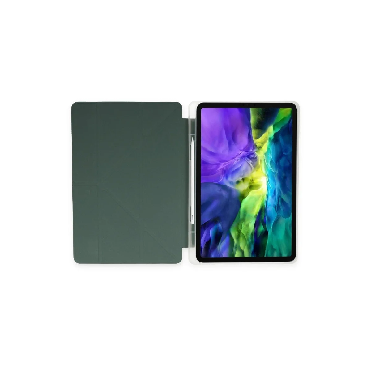 Apple İpad Pro 12.9 (2021) Kılıf Kalemlikli Mars Tablet Kılıfı - Koyu Yeşil görsel 5