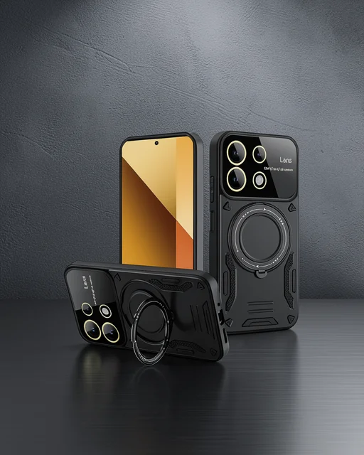 Xiaomi Redmi Note 13 4g Kılıf Joy Lens Standlı Kapak - Siyah