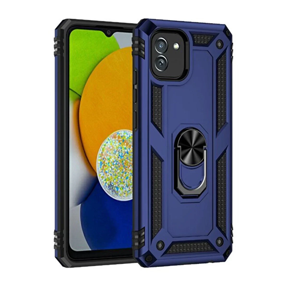 Samsung Galaxy A03 Kılıf Sofya Yüzüklü Silikon Kapak - Lacivert görsel 3