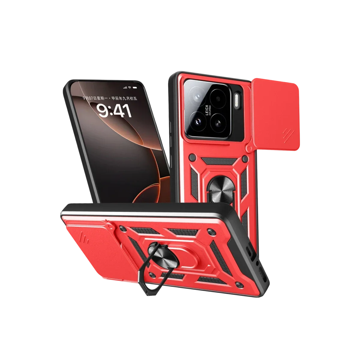 Xiaomi Mi 15 Kılıf Pars Lens Yüzüklü Silikon - Kırmızı