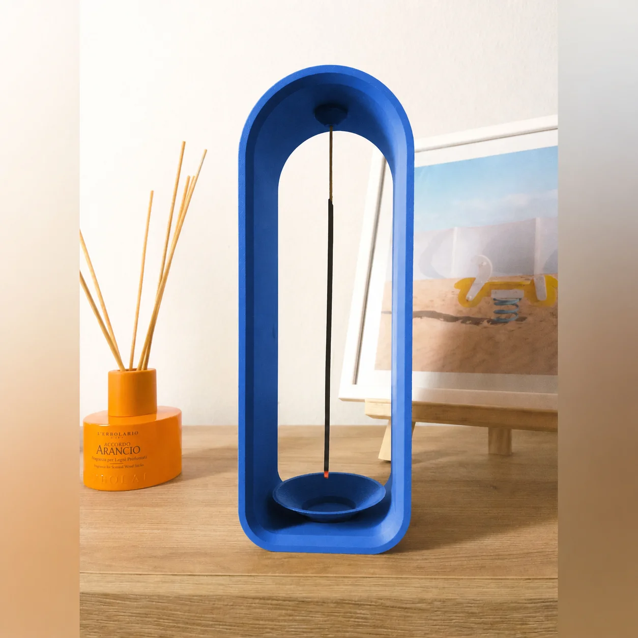 3D Baskı The Shrine Tütsülük - Modern Kemer Formlu Tütsü Tutucu-Mavi görsel 3