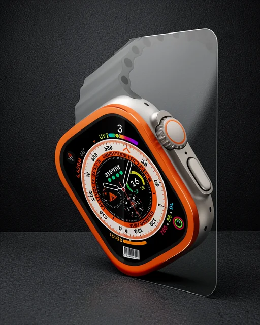 Apple Watch Ultra 49mm Alüminyum Kasa Cam Ekran Koruyucu - Turuncu