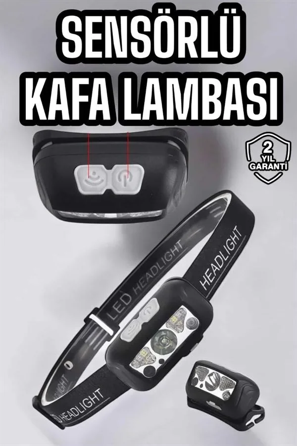 Kafa Lambası Kamp Lambası Sensörlü Şarjlı Ayarlanabilir görsel 2