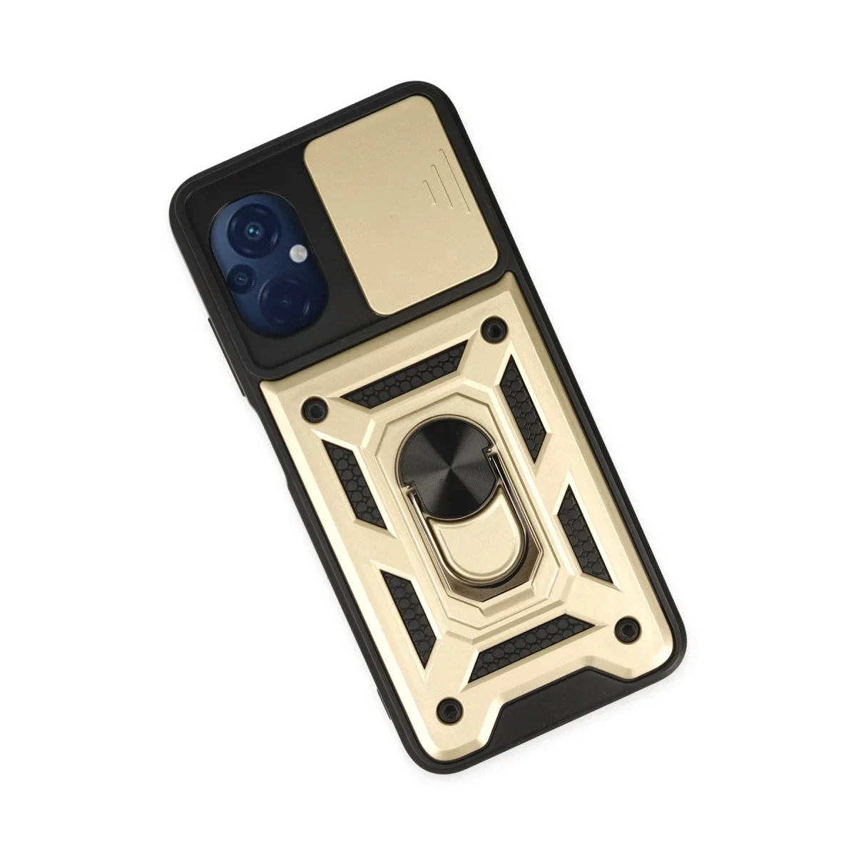 Xiaomi Poco M5 Kılıf Pars Lens Yüzüklü Silikon - Gold görsel 3