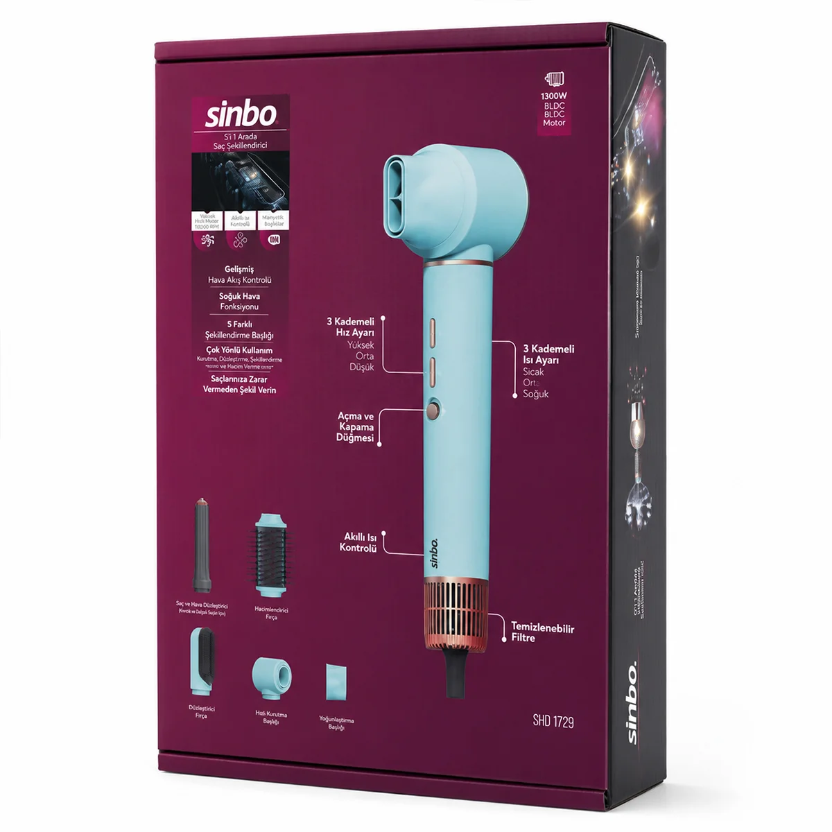 Air Brush 5-in-1 Saç Kurutma ve Şekillendirme Makinesi 1300W (Mavi) görsel 5