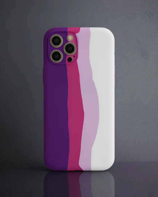Apple İphone 12 Pro Max Kılıf Ebruli Lansman Silikon - Mor-beyaz