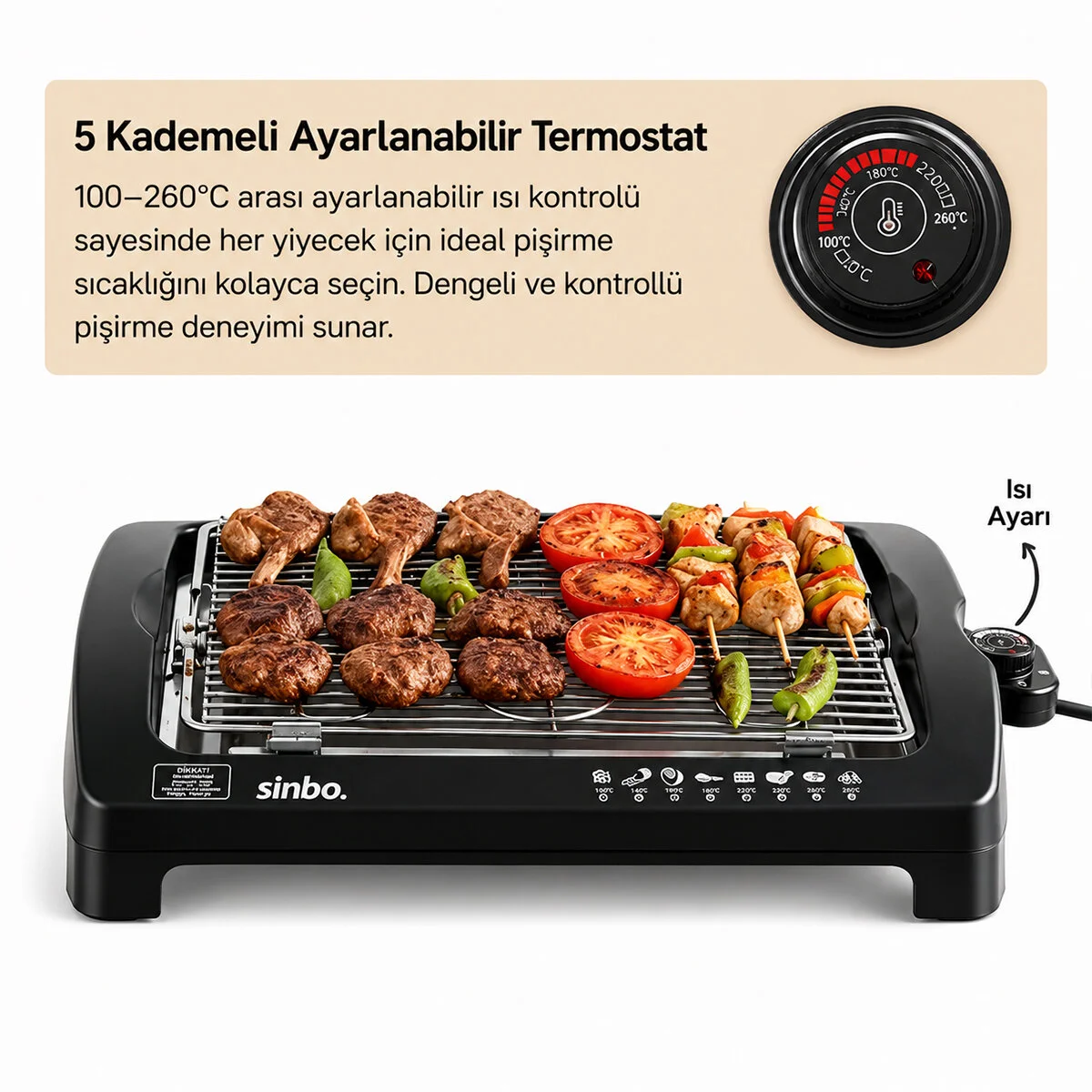Elektrikli Izgara 2000W SBG-7102 görsel 2