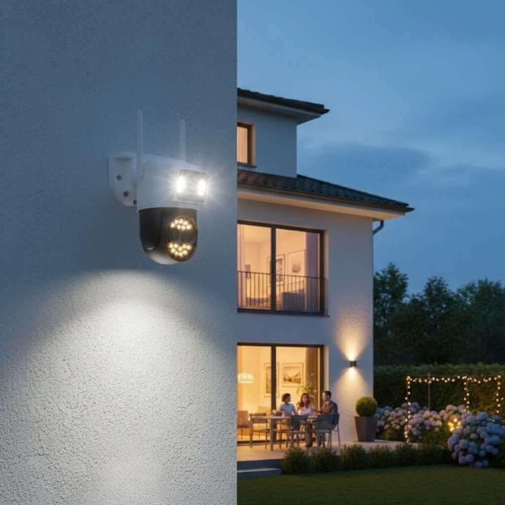 3 Kameralı Kablolu Akıllı Güvenlik Kamerası – 360° PTZ Hareketli, Çift Antenli, WiFi IP, Gece Görüşlü Dış Mekan Kamera görsel 4