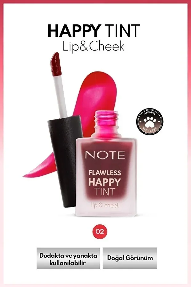 Happy Tint Dudak ve Yanak Likit Allık - 02 Wild Cherry - Mor