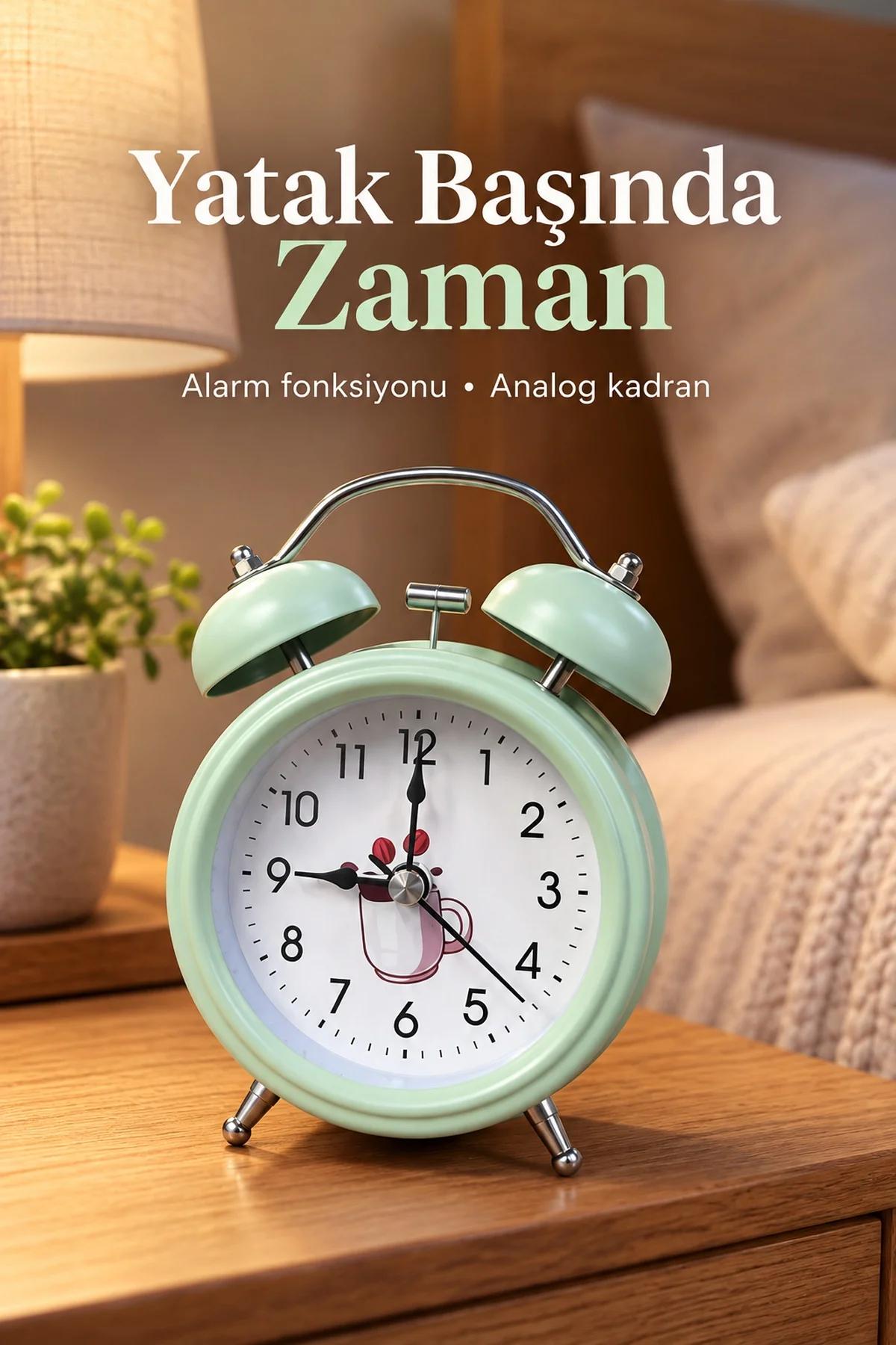 Desenli Kadranlı og Masa Saati Alarm Özellikli