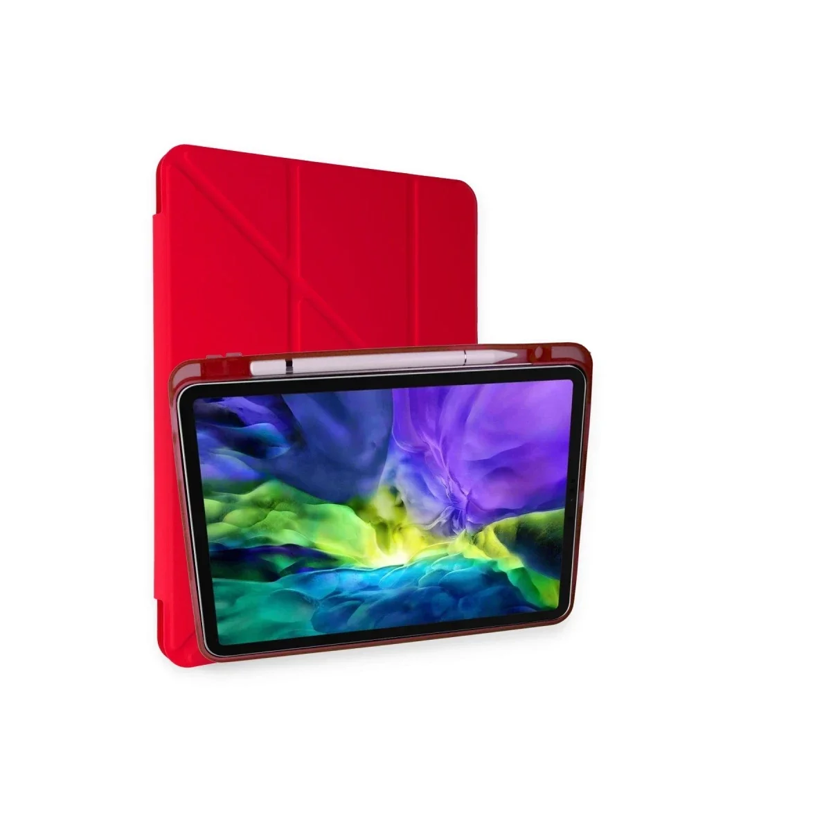 Apple iPad Pro 11 (2018) Kılıf Kalemlikli Mars Tablet Kılıfı - Kırmızı