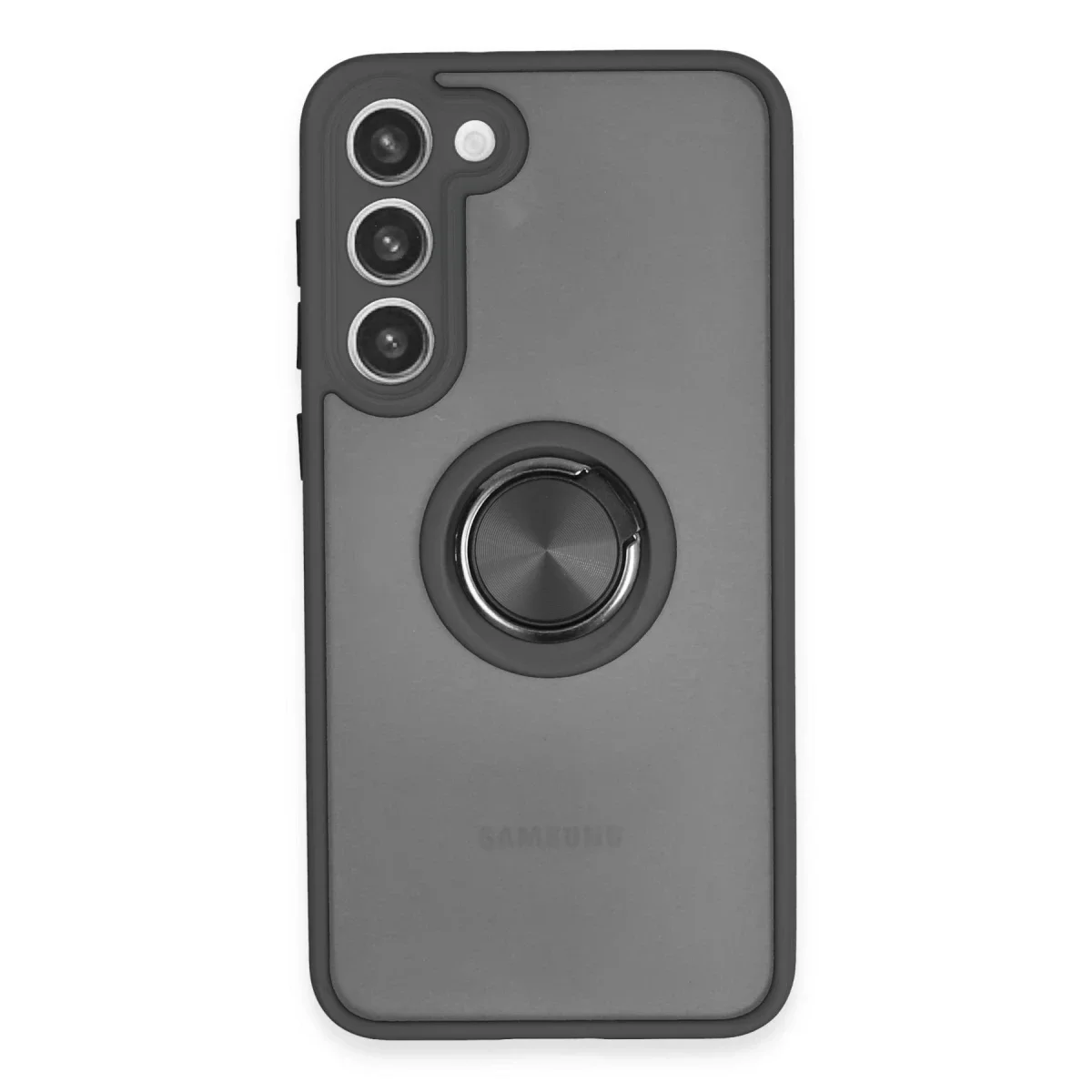 Samsung Galaxy S23 Plus Kılıf Montreal Yüzüklü Silikon Kapak - Siyah