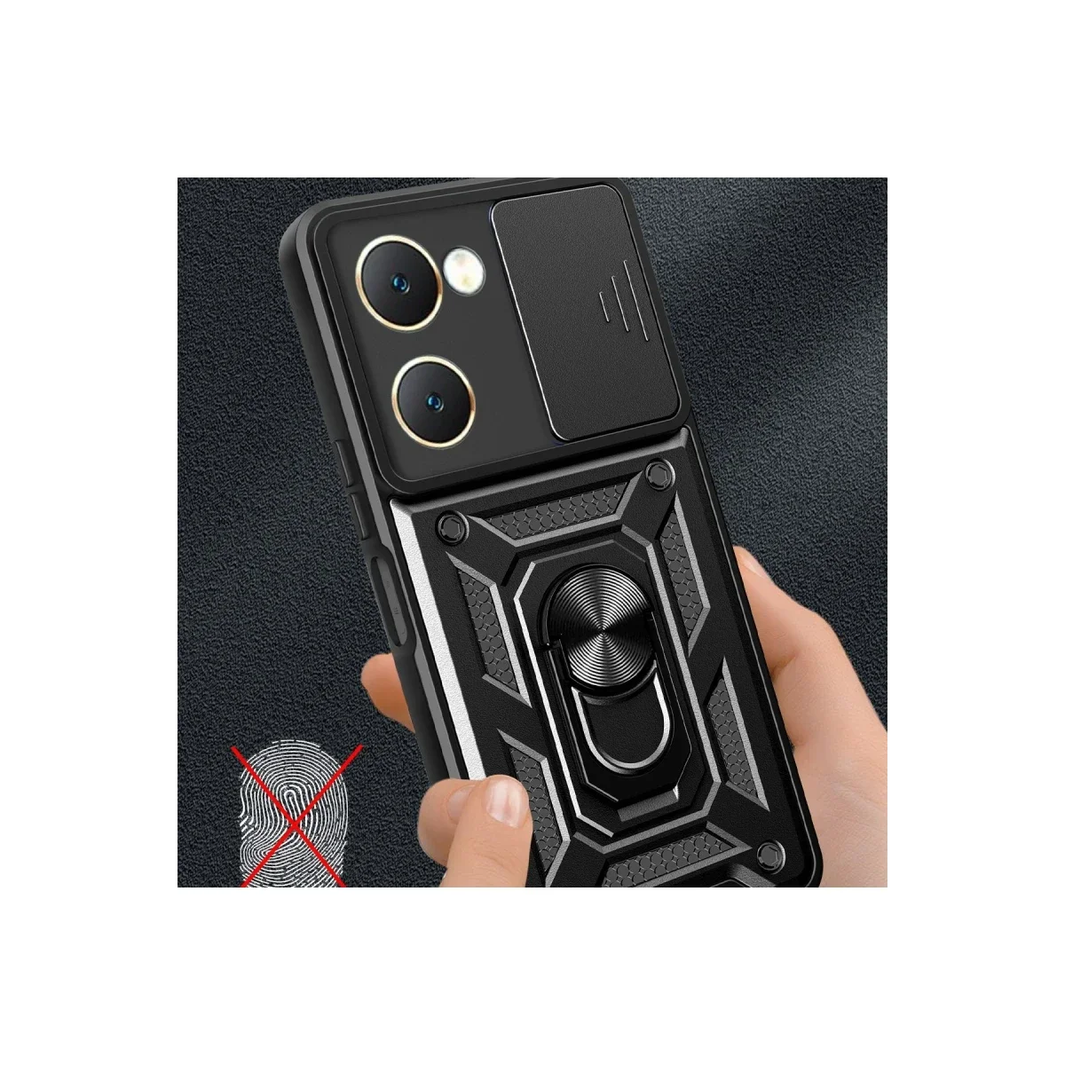 Vivo Y18 Kılıf Pars Lens Yüzüklü Silikon - Kırmızı görsel 3