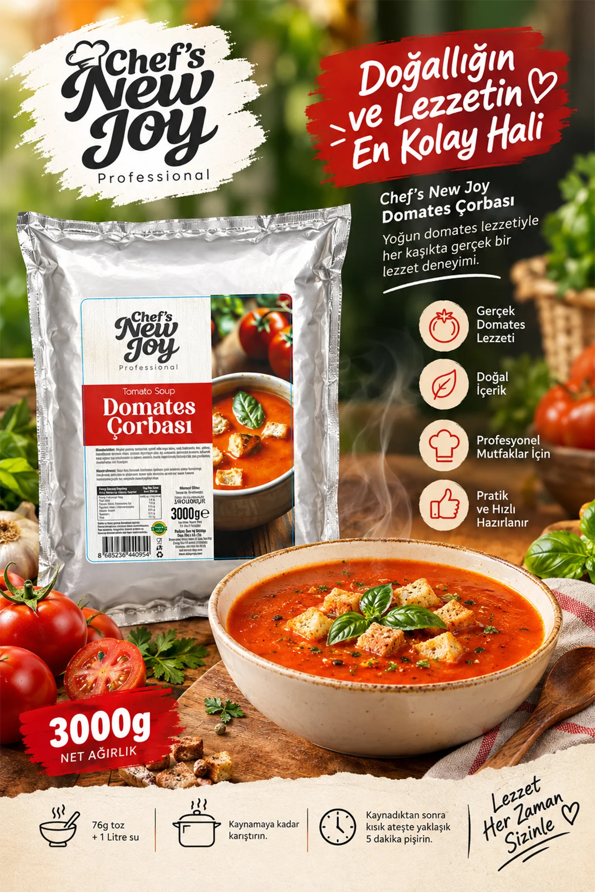 Domates Çorbası 3000 gr Tomato Soup Hazır Çorba görsel 2