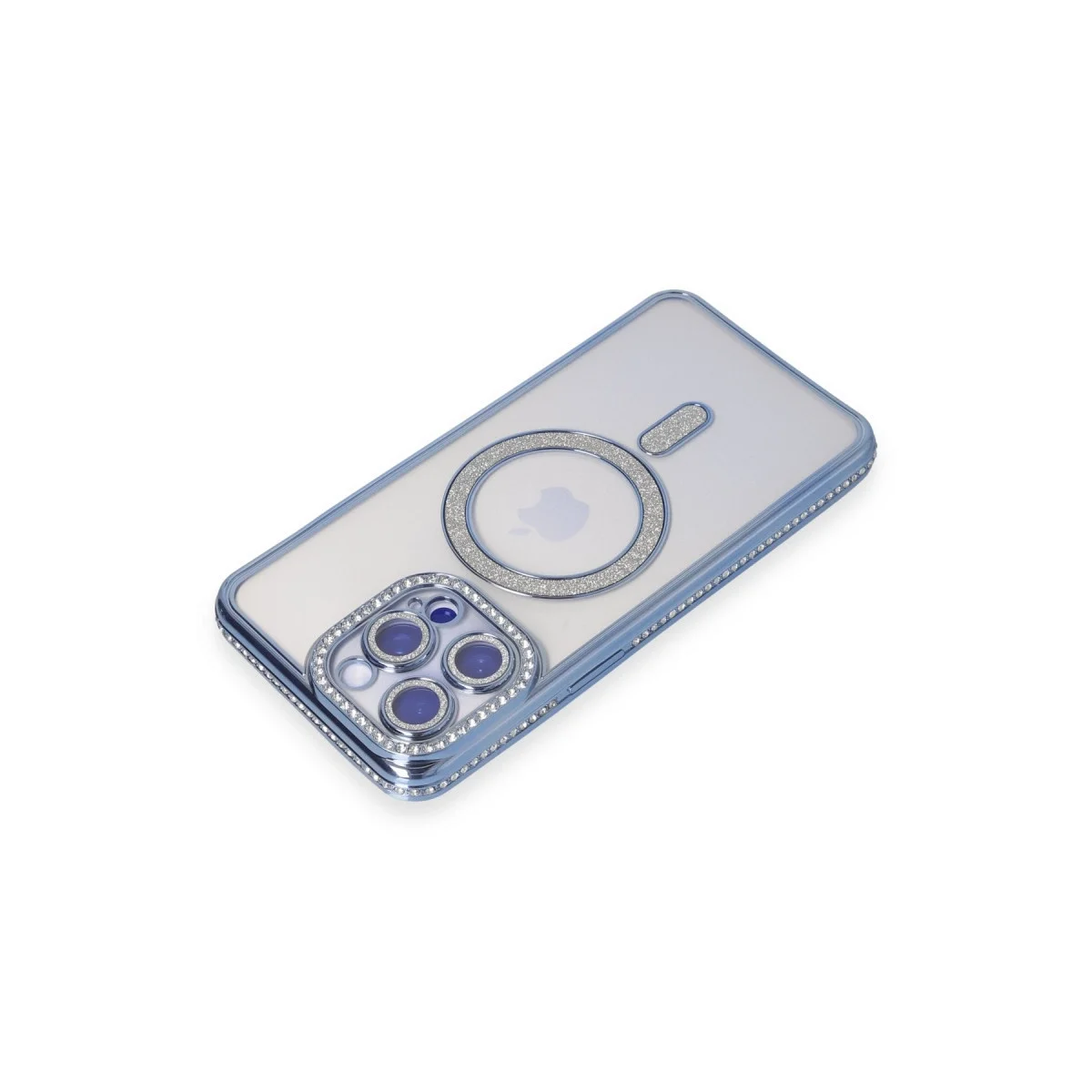 Apple İphone 15 Pro Max Kılıf Joke Simli Magneticsafe Kılıf - Mavi görsel 2