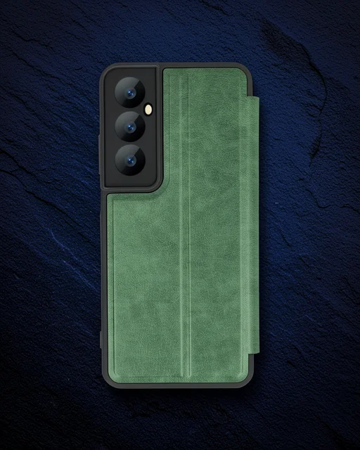 Realme C65 Kılıf Flip Cover - Koyu Yeşil