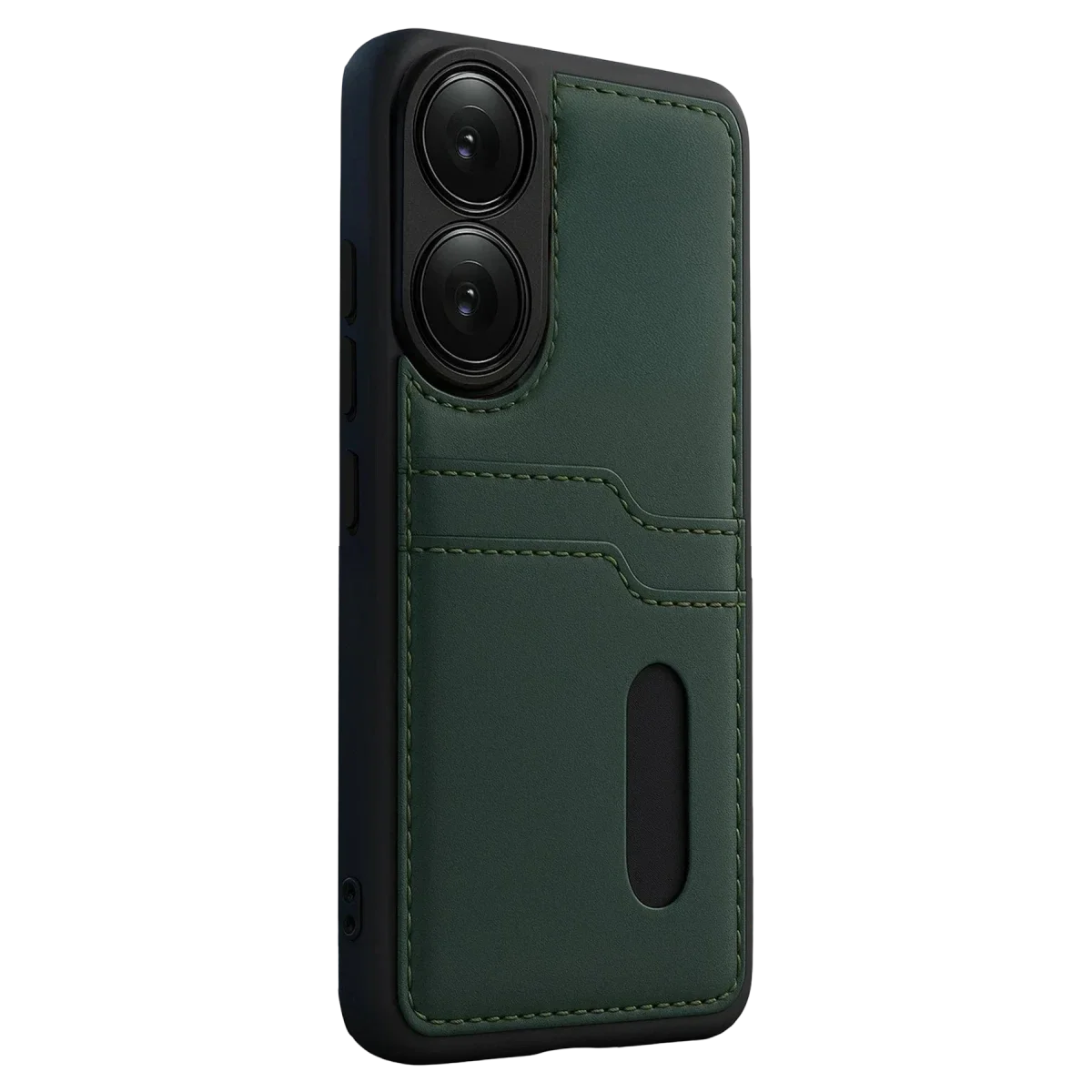 Oppo A38 Sara Kartvizitli Deri Kılıf - Yeşil görsel 2