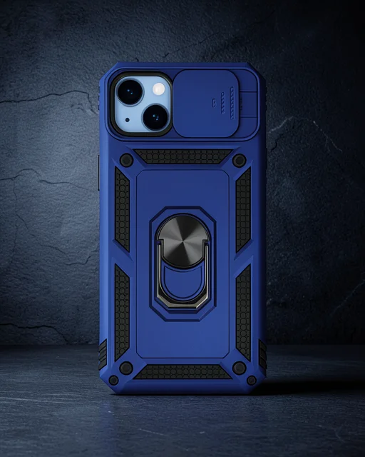 Apple İphone 14 Plus Kılıf Pars Lens Yüzüklü Silikon - Lacivert