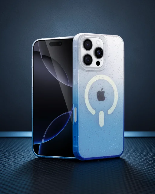 Apple İphone 16 Pro Max Pummel Shiny Magsafe Kapak - Mavi