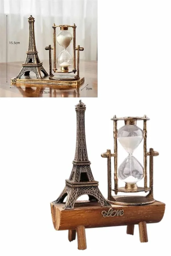 Paris Eyfel Kulesi Hediyelik Eyfel Retro Kum Saati Dekoratif Eşya görsel 4