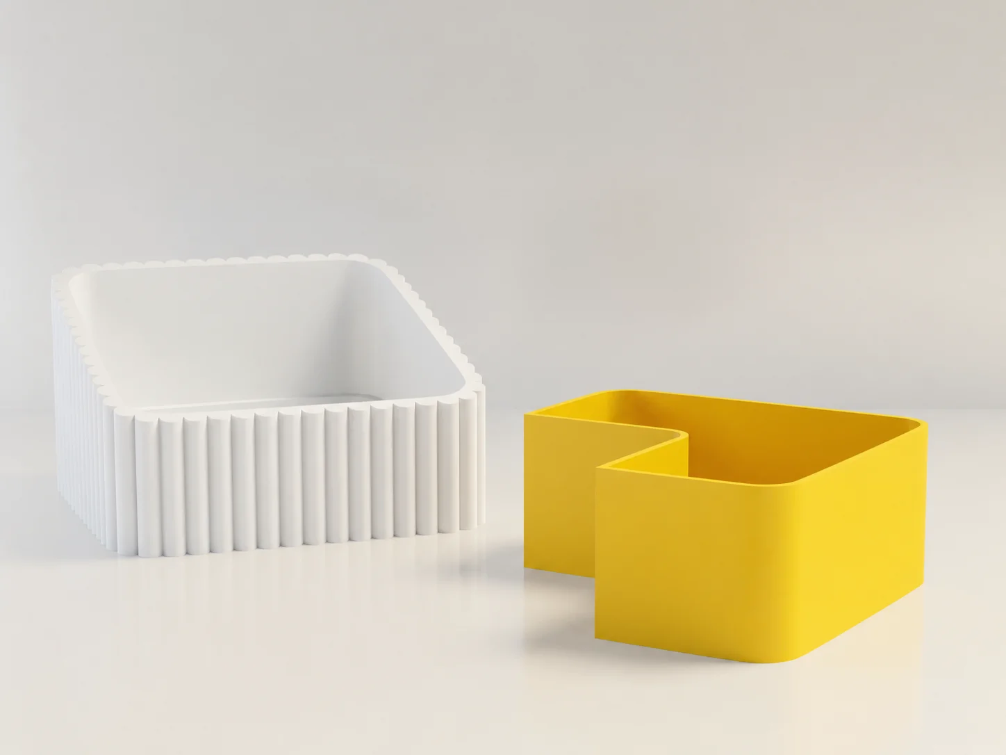 3D Baskı Fıstık Kasesi - Çift Hazneli Kabuk Ayırıcı Sunum Kasesi - Beyaz Sarı görsel 2