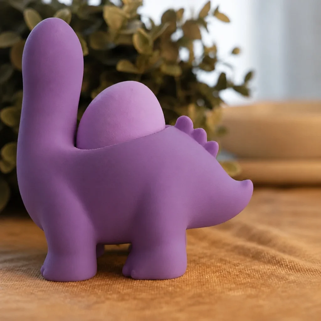 3D Baskı Dinozor Yumurtalık - Sevimli Eggosaurus Yumurta Tutucu-Mor görsel 2