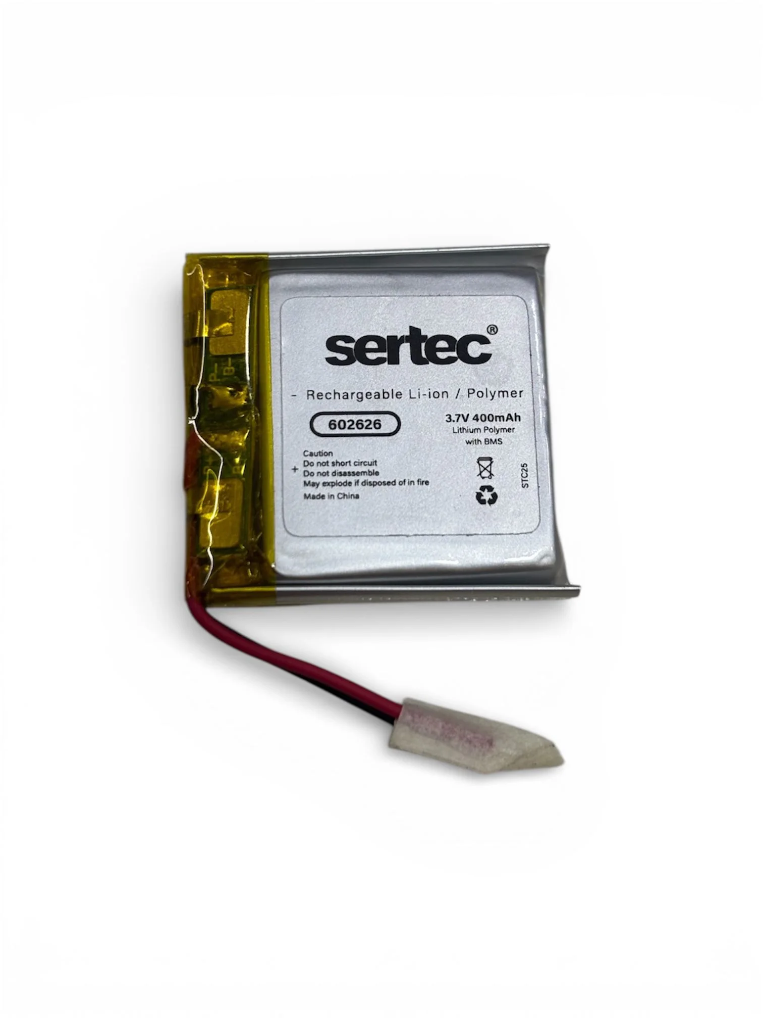 602626 3.7V 400mAh Li-Polymer Pil (Devreli/1.5A)