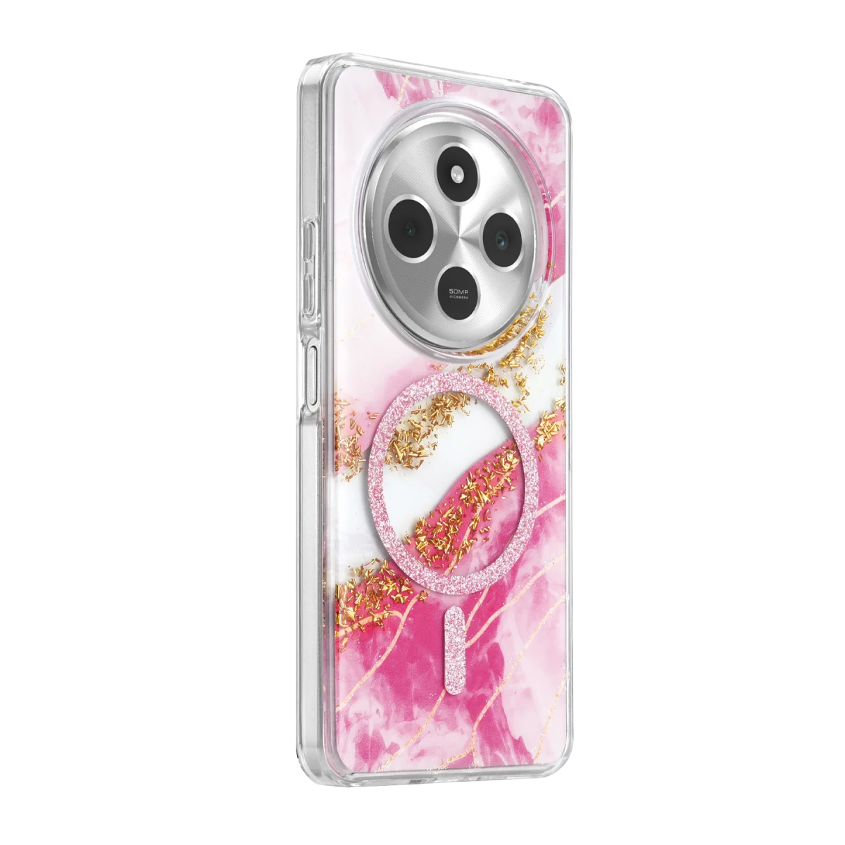 Onegif Xiaomi Redmi 14C Lotus Simli Magsafe Kapak - Pembe görsel 2