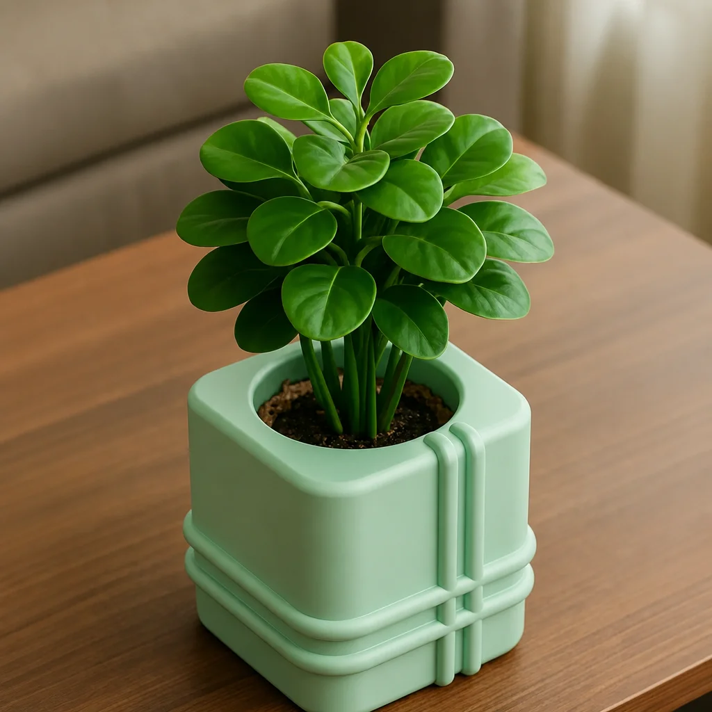 3D Baskı Square Planter - Izgara Desenli Küp Saksı-Mint görsel 3
