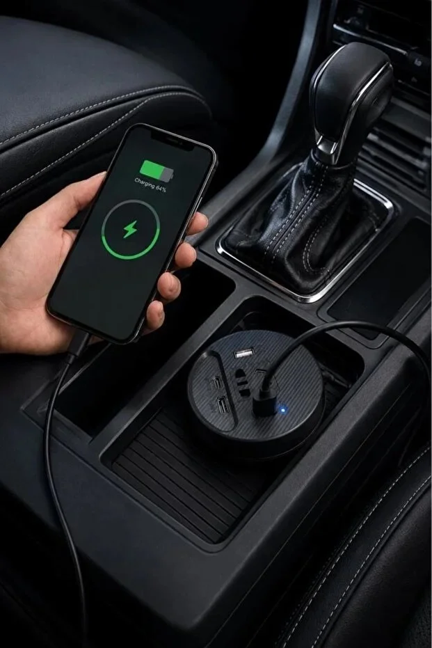 Araç Şarj Aleti Çakmaklık İnvertör & Şarj Cihazı 220V Priz+USB & Type-C Araba Çakmaklık görsel 4