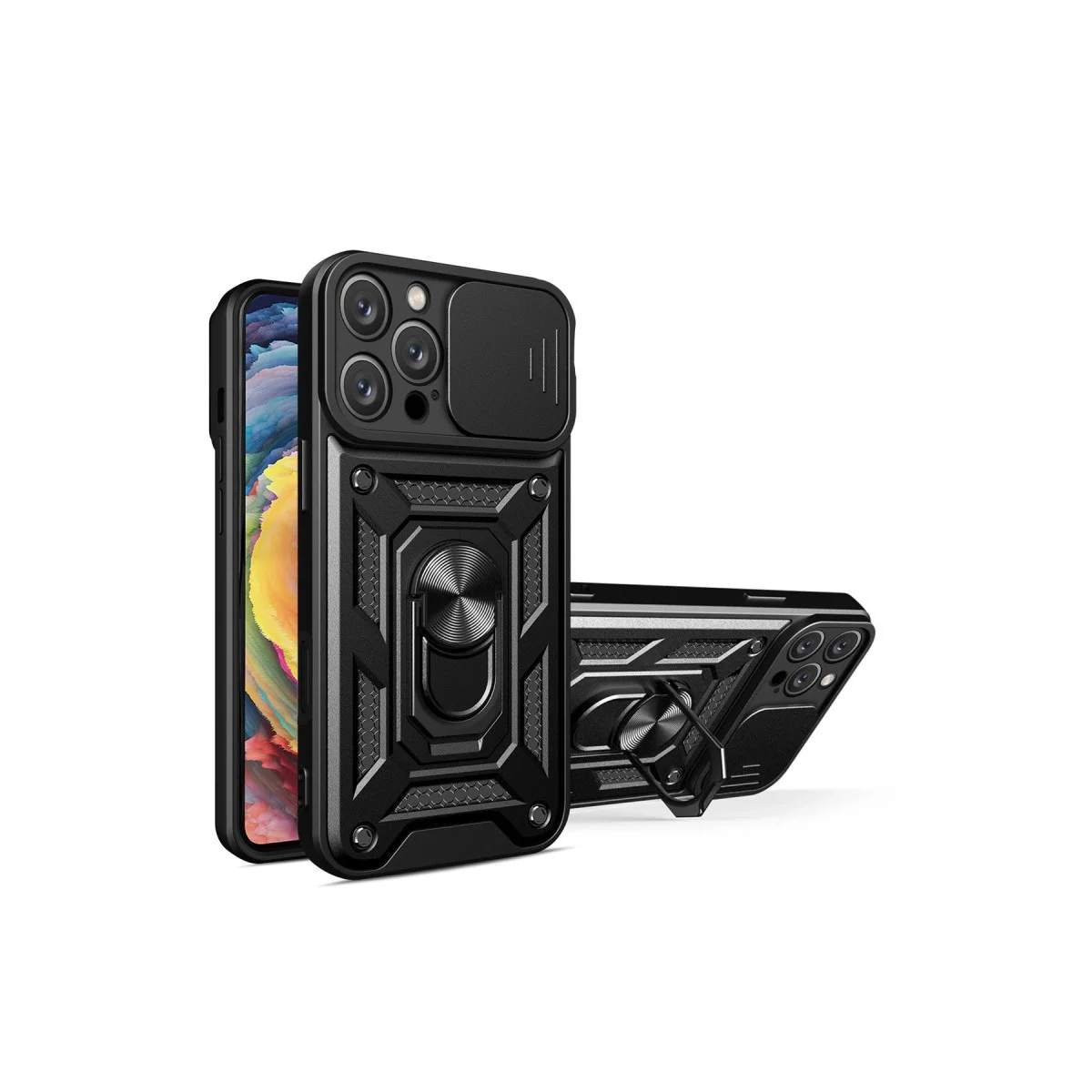 Apple İphone 16 Pro Max Kılıf Pars Lens Yüzüklü Silikon - Siyah
