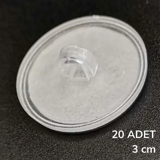 20 Adet Şeffaf Yuvarlak 3 Cm Çaplı Güçlü Disk Yapışkanlar görsel 2