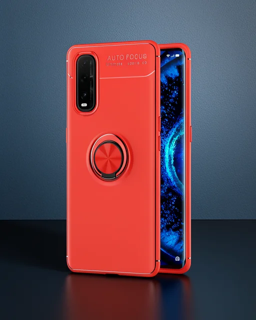 Oppo Find X2 Kılıf Range Yüzüklü Silikon - Kırmızı