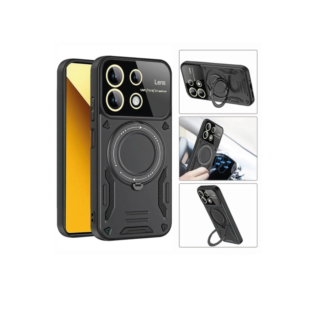 Xiao Red Note 13 4g Kılıf Joy Lens Standlı Kapak - Lacivert görsel 4