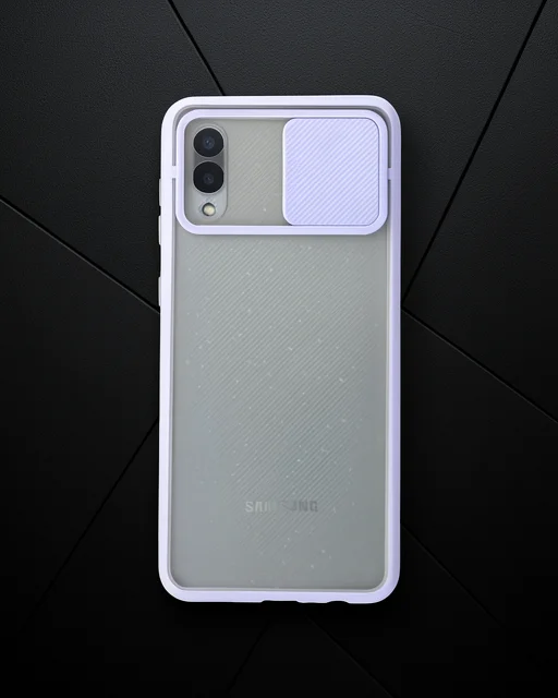 Samsung Galaxy A02 Kılıf Palm Buzlu Kamera Sürgülü Silikon - Lila