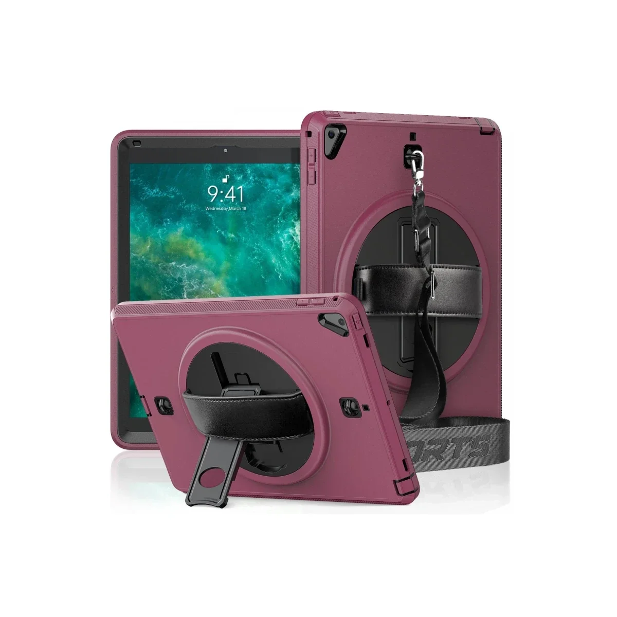 Apple iPad 5 Air 9.7 Kılıf Strap-C Otterbox Tablet Kapak - Mürdüm