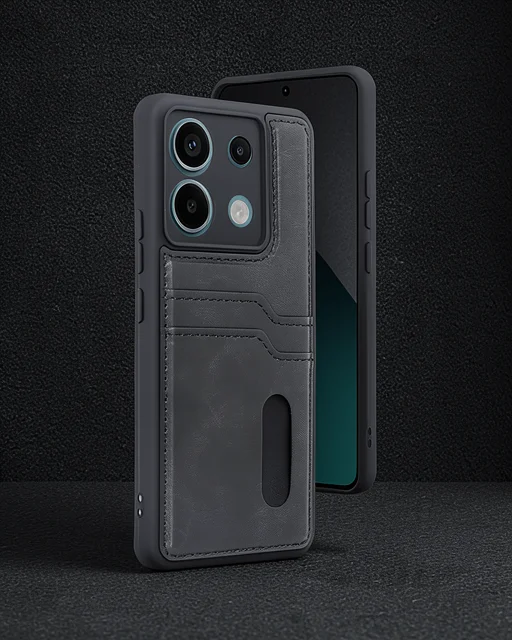Xiaomi Redmi Note 13 Pro 4g Kılıf Sara Kartvizitli Deri Kılıf - Siyah