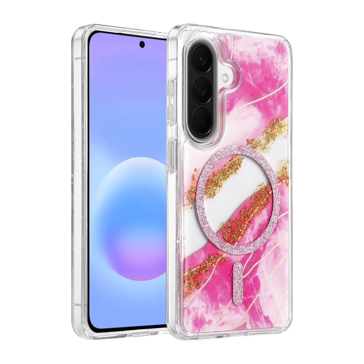 Onegif Samsung Galaxy A37 5g Lotus Simli Magsafe Kapak - Pembe