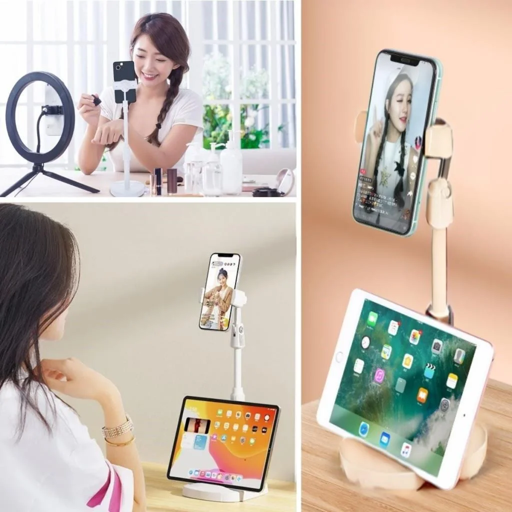 Masa Üstü Tablet ve Telefon Tutucu Plastik Aparat Beyaz Telefon Standı (adet fiyatıdır) görsel 2